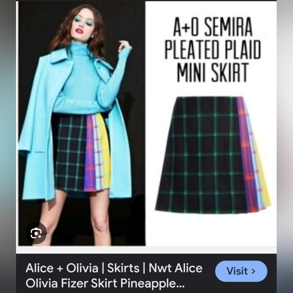 Alice and Olivia Pleated multi color semira mini skirt